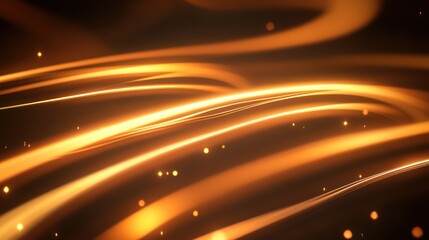 Obraz premium Abstract golden light trails on dark background