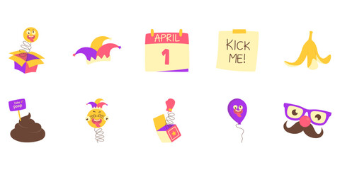 Set of april fools illustration