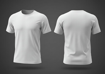 Front and Back Views of White Male T Shirt