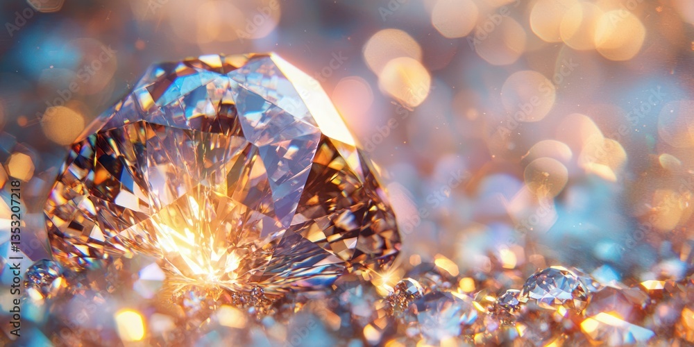Aufkleber a close-up of a sparkling gemstone with intricate refractions and a deep glow