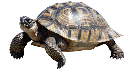 Obraz premium Ancient Tortoise's Journey: A magnificent tortoise stands proudly, its textured shell and ancient gaze whispering tales of resilience and slow passage of time.