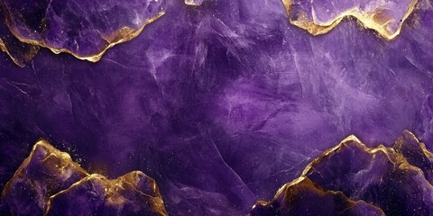 Obraz premium A deep purple amethyst-inspired abstract background with golden highlights