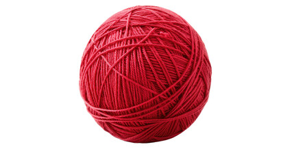 Scarlet Sphere of Yarn: A close-up studio shot showcases a ball of vibrant scarlet yarn, its threads meticulously coiled, creating a visual tapestry of texture and color.