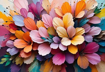 Obraz premium A vibrant bouquet of colorful flowers with artistic background design