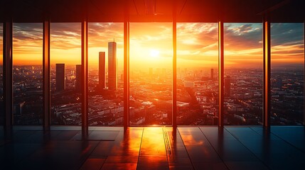 Fototapeta premium City Sunset from Highrise Window.