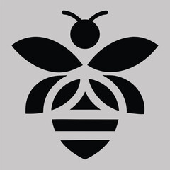 Minimalist bee logo, black and white, geometric shapes,