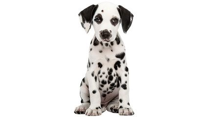 Charming Dalmatian Pup: A captivating portrait of a young Dalmatian puppy, showcasing its iconic spotted coat and endearing gaze, embodying the playful spirit of the breed