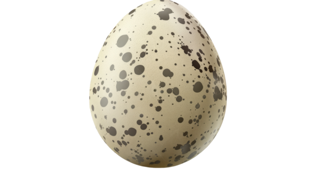Speckled Egg: A detailed, photorealistic macro shot showcasing a speckled egg with a subtle creamy hue. The egg's natural texture and unique markings offer a close-up view.