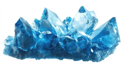 Fototapeta premium Stunning blue crystal formation with sharp edges and reflective surfaces, showcasing natural beauty and intricate details