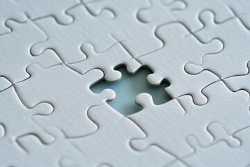 Incomplete jigsaw puzzle with one missing piece.