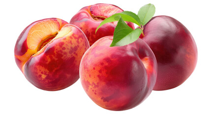 Obraz premium Juicy Peach Quartet: A vibrant ensemble of ripe peaches, showcased in a captivating display, inviting a sensory exploration of the juicy texture and fresh aroma.