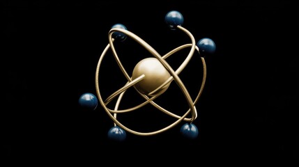 3D Atomic Model on Black Background