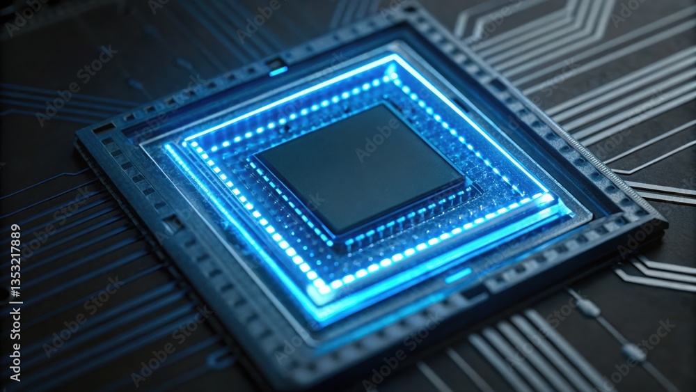 Poster cpu featuring blue light technology representing next-gen nano sensors for ultra-sensitive detection