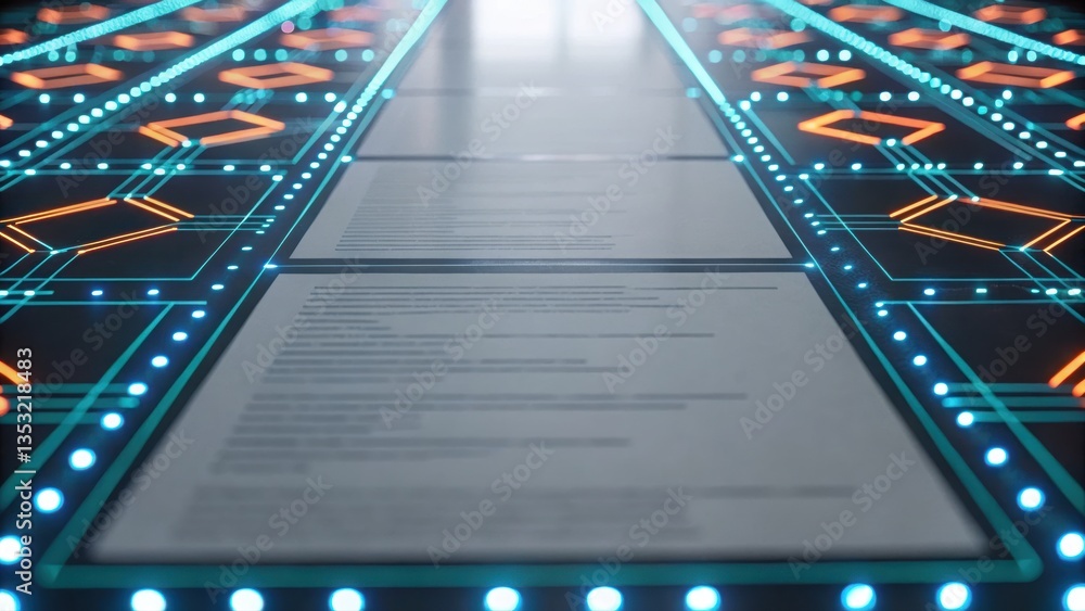 Poster vibrant computer circuit with illuminated lights showcasing virtualized smart contract execution tec