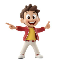 Animated Boy Character With Red Jacket And Smiling Face