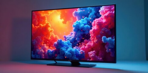 Flat-screen device with various design elements and color schemes on its interface, visual aid, technical equipment