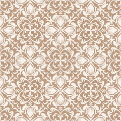 Elegant  Beige Damask Seamless Pattern for Sophisticated Decorative Design . Vector illustration.