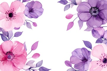 Fototapeta premium Watercolor illustration displaying beautiful pink and purple floral arrangements