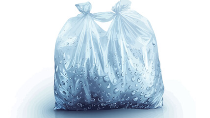 Close-up studio shot of a translucent plastic bag filled with an indistinct, granular substance. The bag is partially filled and shows some wrinkles and folds.  The background is pure white,