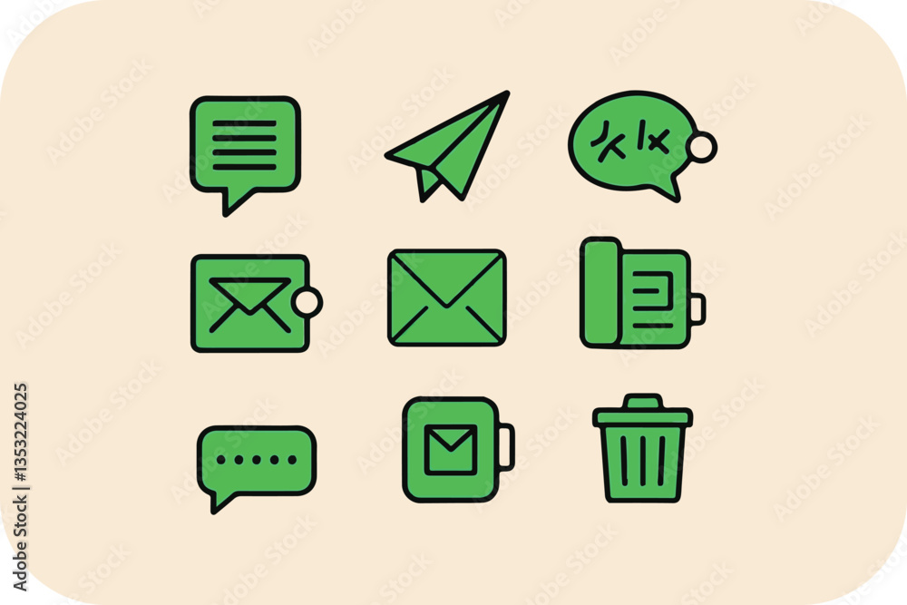 Poster digital dialogue: an assortment of stylized message icons. a visually appealing collection of chat b