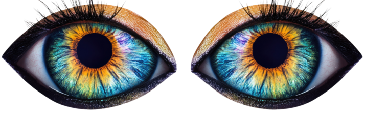 Colorful Human Irises in Macro View High Detail on transparent background