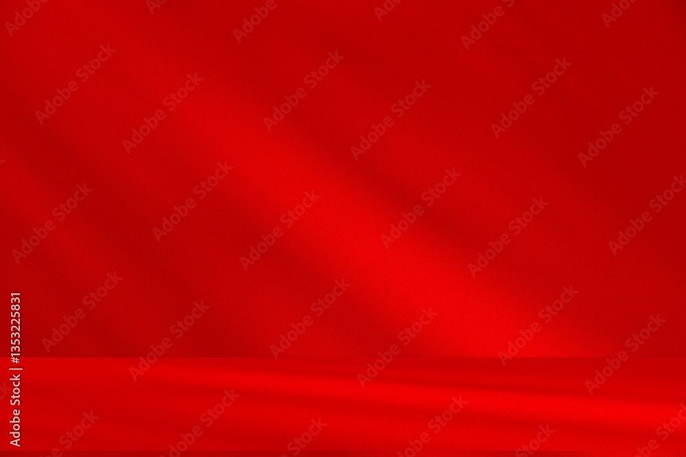 Poster Wall interior background, studio and backdrops show products.with shadow from window color Red background for text insertion and presentation product	
