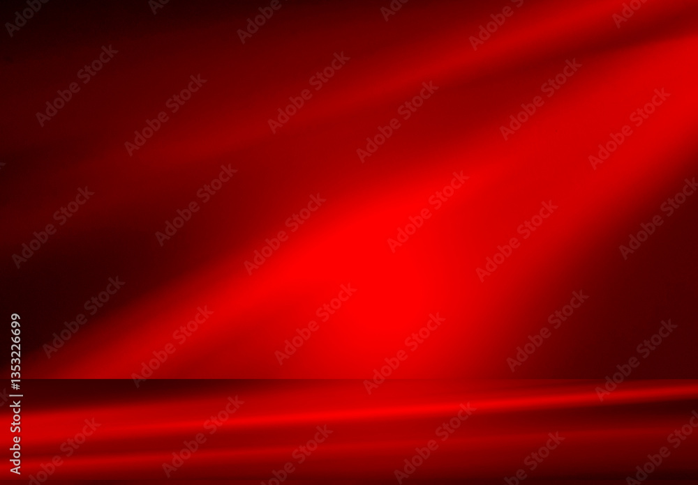 Poster Wall interior background, studio and backdrops show products.with shadow from window color Red background for text insertion and presentation product	
