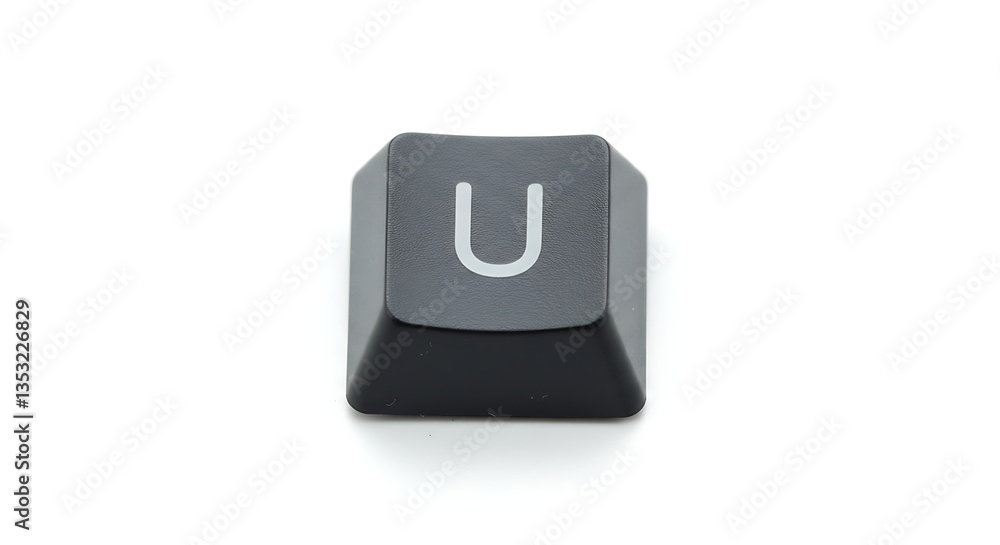 Poster isolated keyboard key 'u' on white background for typing symbol