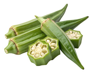 Fresh Okra Isolated PNG – Abelmoschus esculentus on Transparent Background for Recipes

