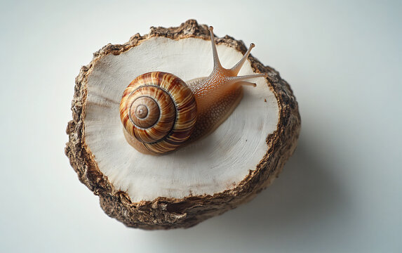 a photograph of an isolated snail on a white background,