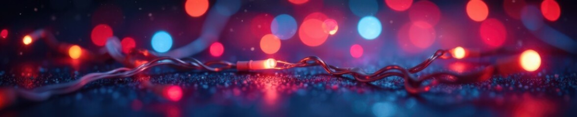 Twinkling colorful Christmas lights in festive holiday background , green, blue