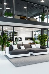 Fototapeta premium Modern Living Room with Open Space and Stylish Furniture
