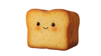 Cute Cartoon Slice Of Cake With Smiling Face