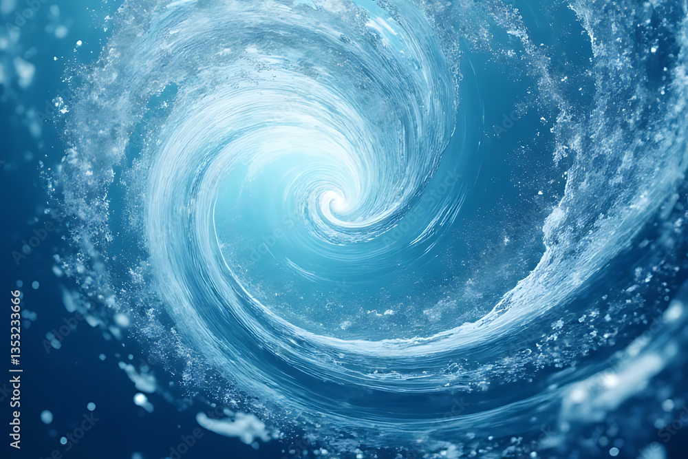 Poster dynamic ocean swirl action in underwater environment abstract content aerial view concept