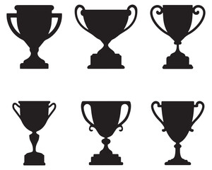 Trophy Cup Silhouette Black Set