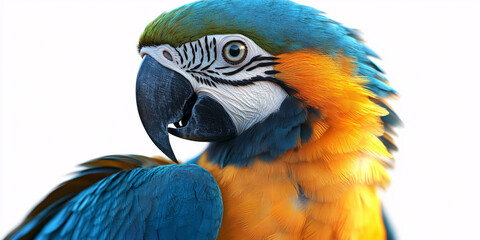 Fototapeta premium Close-up of a vibrant blue-and-gold macaw.