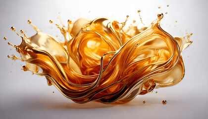 Fototapeta premium Abstract 3D Background with flowing liquid gold texture. Seamless golden texture. Generative AI