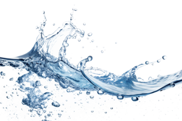 Pure aquatic energy exploding in a breathtaking wave of crystal-clear water against a stark white background.