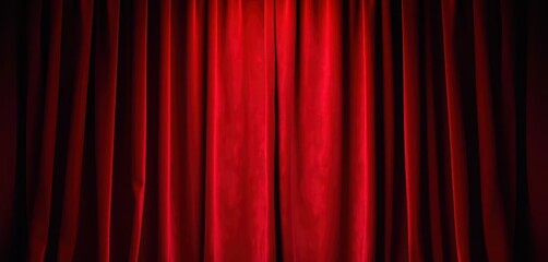 Deep crimson velvet curtain backdrop, rich texture, elegant folds, theatrical, red curtain, luxurious