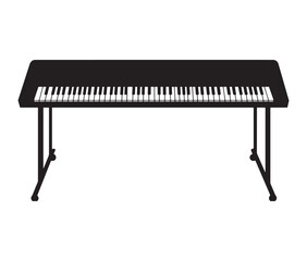 Fototapeta premium Silhouette piano keys isolated on white. Minimalist digital piano illustration with pedals.