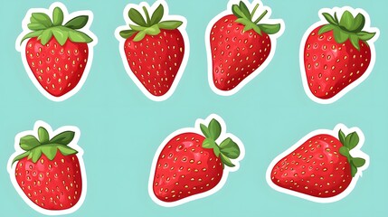 Fresh Set of Strawberries on White Isolated Background - Vector Illustration for Designs
