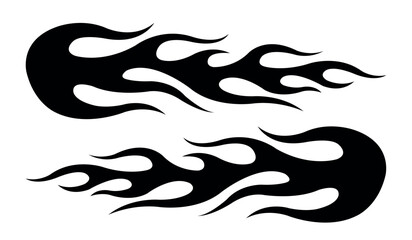 Burning tires and flames car decal vinyl sticker. Racing car tribal fire flames vector art graphic.