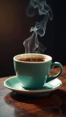 Coffee cup with steam curling upwards, curl, steam