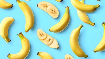 Vibrant Sunlight Summer Pattern with Fresh Banana Slices for Creative Design Projects