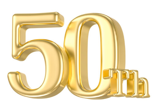 50 Th Anniversary Number Gold 3D