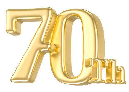 70 Th Anniversary Number Gold 3D