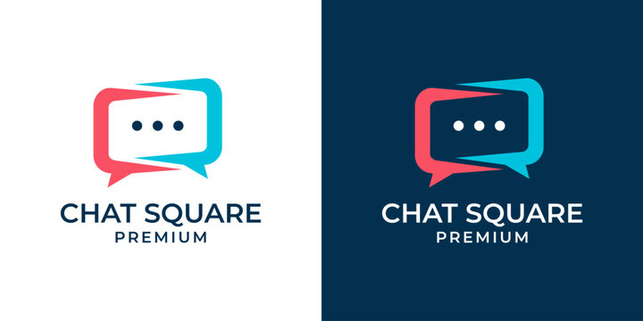 Chat icon conversation logo design template. Business consultation design with chat vector icon illustration. Square chat box design. Suitable for business, technology, company, mobile app.