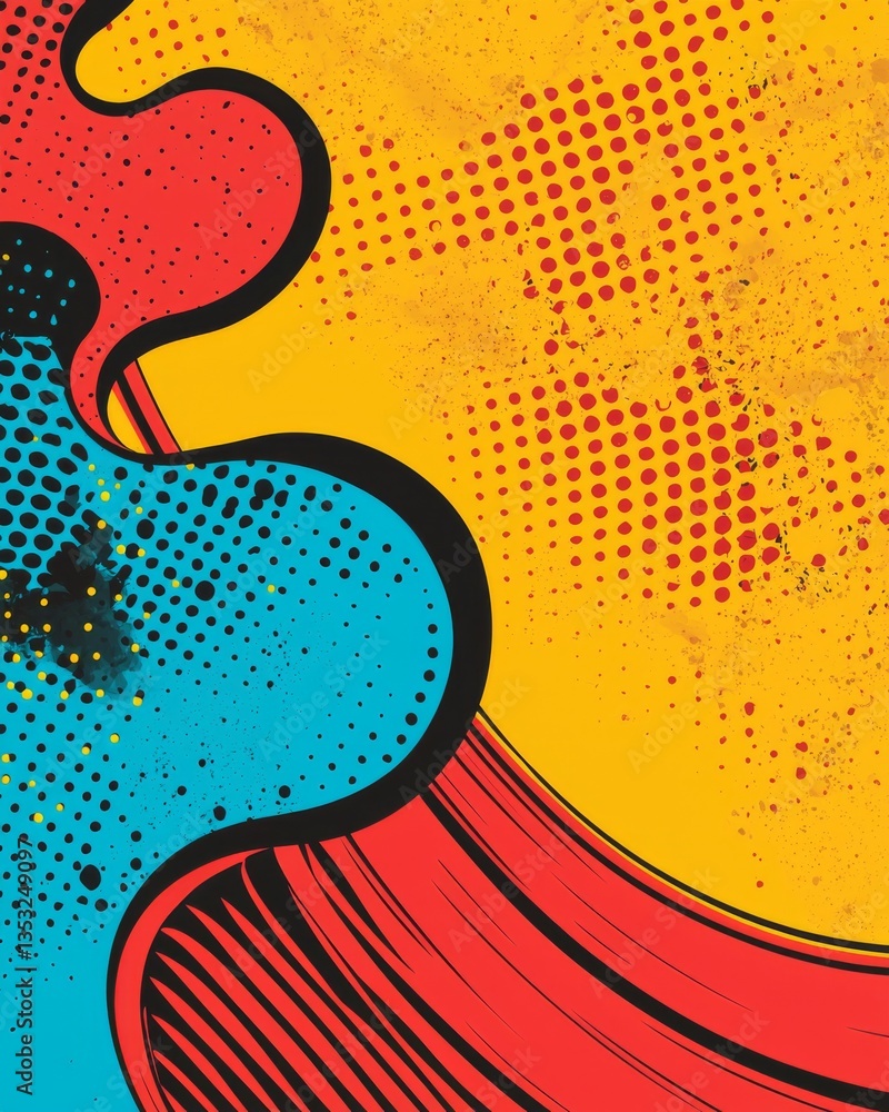 Poster abstract artwork using striking color and texture contrasts to create a bold and energetic compositi