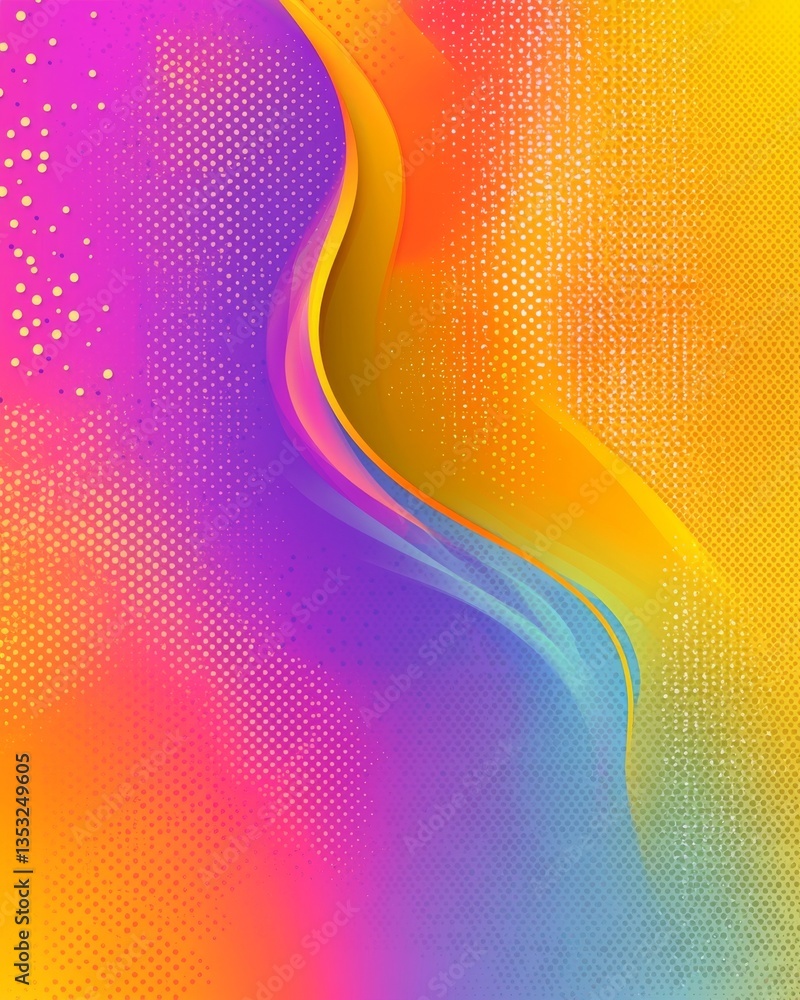 Poster abstract graphic background with flowing colorful gradients and a dotted pattern across the surface
