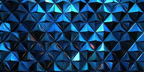 Fototapeta premium A futuristic, glowing geometric diamond pattern in neon blue and black